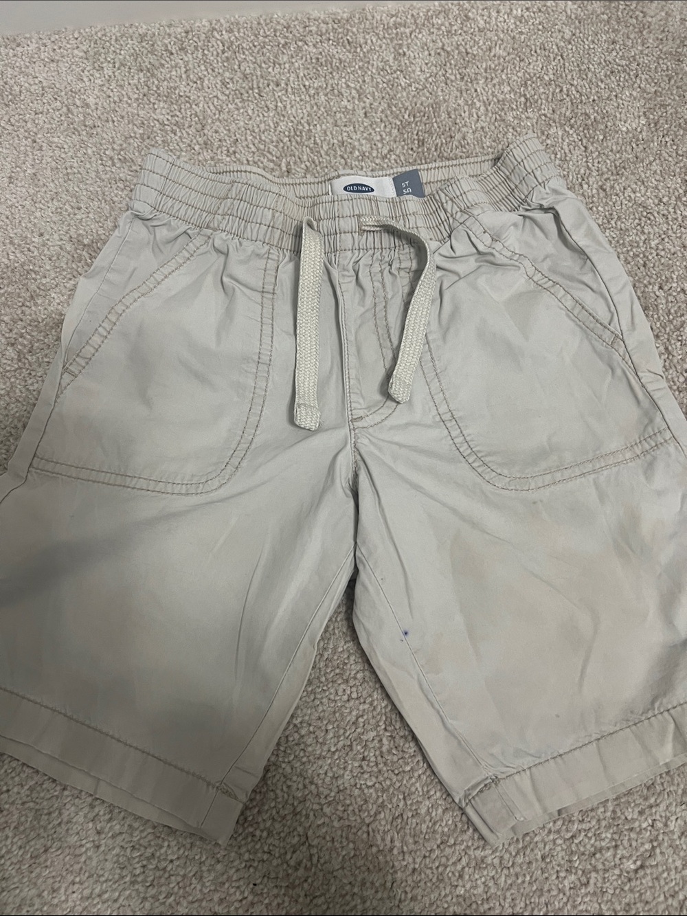 Old Navy Boys Light Beige Drawstring Flat Front Shorts